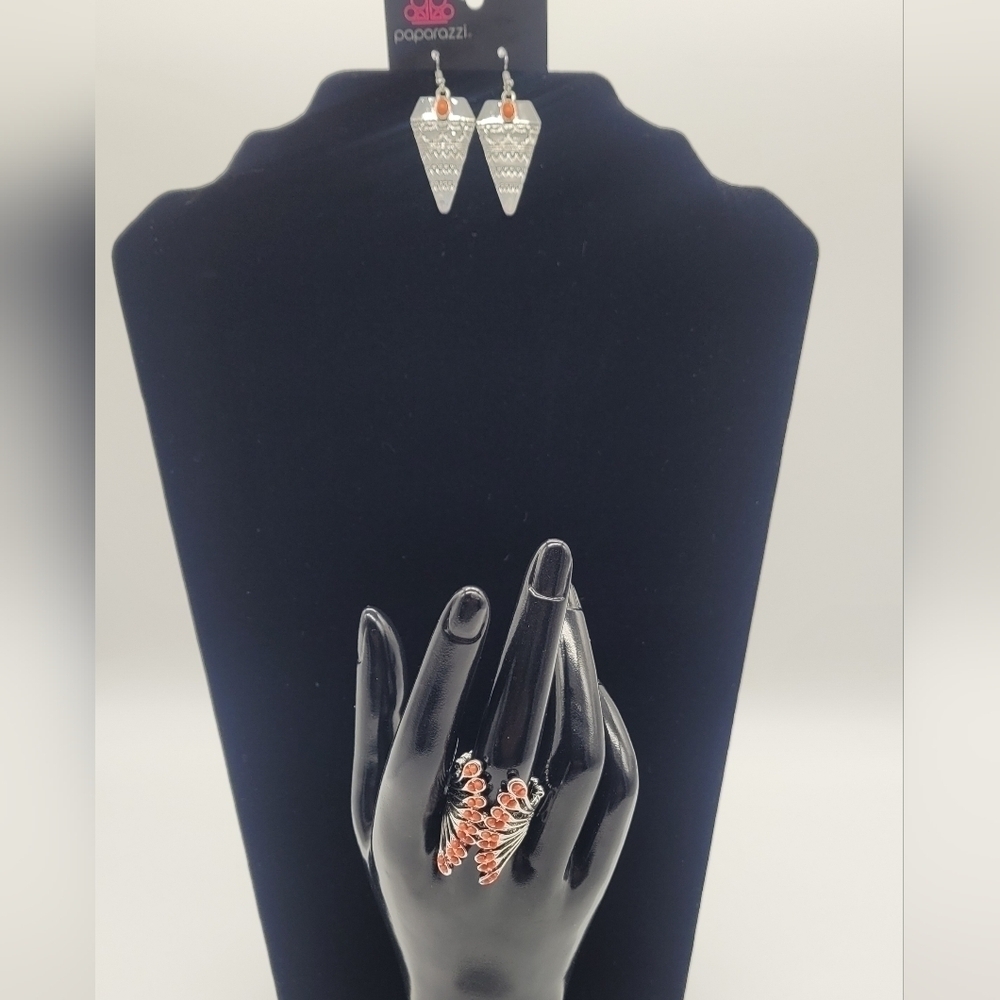 Paparazzi Jewelry Collection Earrings and Ring (Orange Sunrise)​​​